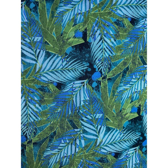 Blue and Green Pillowcase with Ti & Palm Leaves | Handmade | 100% Cotton - Picture 4 of 4